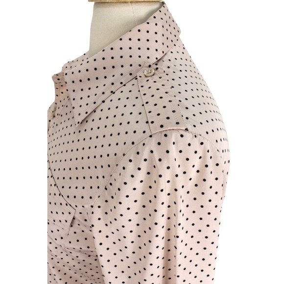 TORY BURCH‎ Button Up Shirt size 6 Silk Blend Pink Polka Dot Long Sleeve - Picture 4 of 12